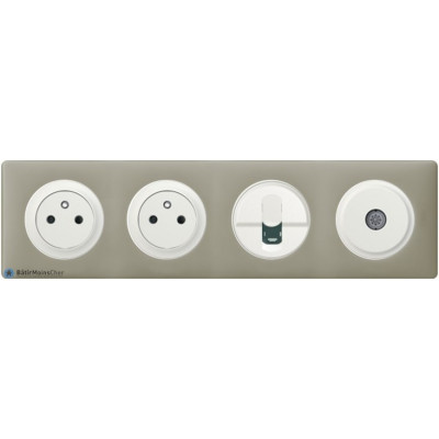 2 prises de courant + RJ45 + TV Céliane blanc - Plaque Argile - Enjoliveur  blanc - Plaque Argile - Le "tout inclus" avec enjoliveur blanc - Le "tout  inclus" Céliane -