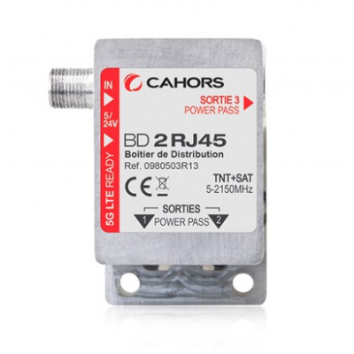 Répartiteur 1 entrée coaxiale 2 sorties RJ45 TV-SAT - Bâtir Moins Cher