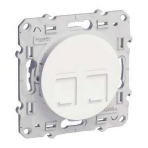 Double prise RJ45 informatique Odace - Blanc - Schneider - s520485