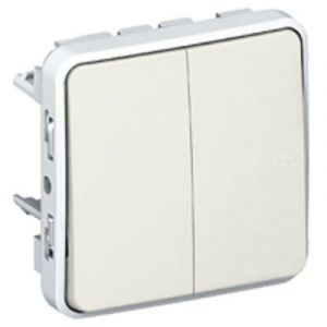Double interrupteur ou va-et-vient Plexo composable IP55 10AX 250V - blanc 069625 Legrand