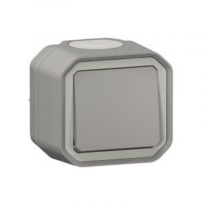  Poussoir étanche Plexo 10A IP55 IK08 saillie - gris 