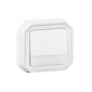  Poussoir lumineux porte-étiquette avec voyant Plexo IP55 encastré - blanc