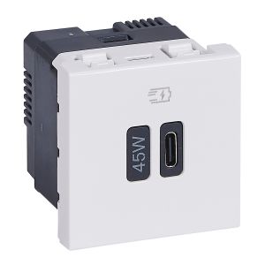  Prise USB Type-C 45W Power Delivery Mosaic 1 module 230V - blanc - 077655L Legrand