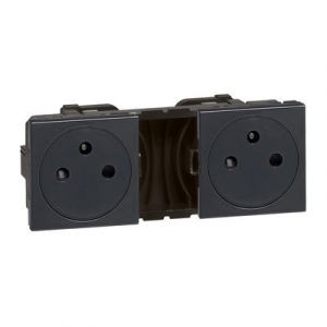 Double prise de courant 2P+T Surface précâblées Mosaic 2x2 modules - anthracite 079134 Legrand