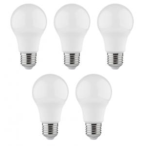 Pack de 5 ampoules LED E27 Bulb 10W 4000K 180° référence 100968 de MIIDEX. Température de couleur blanc neutre, idéale pour les plans de travail d'une cuisine et l'éclairage de votre salle de bain.