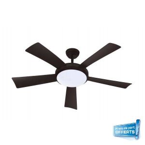 Ventilateur plafond WALLIS noir LED FARELEK - 112433 Ventilateur de plafond 1320 mm télécommandé, 5 niveaux de vitesse, éclairage d'ambiance led 3 couleurs 2200K : jaune - 4000K : naturel - 6500K : blanc, réversible été/hiver et minuteur de temporisation 