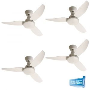 Lot de 4 Ventilateurs de plafond (3 achetés + 1 offert) Brisa Nova 112446 FARELEK avec éclairage LED. 4 Télécommandes fournies. Vis & chevilles pour la fixation inclues (4 kits). Diamètre de l'hélice 91 cm (3 pales en ABS).