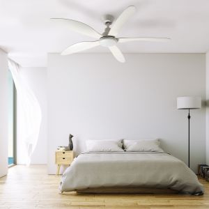 Mise en place dans un chambre à coucher du Ventilateur de plafond avec éclairage LED, Brisa Atta réf. 112448 FARELEK.