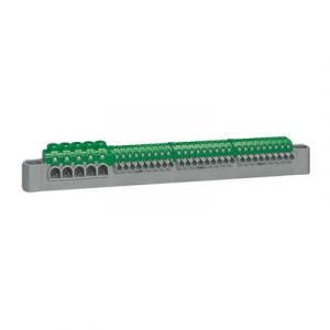 Bornier de répartition IP2X terre 5 connexions 6mm² à 25mm² - vert - longueur 227mm Legrand - 405055