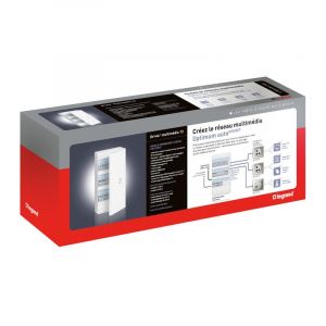 Prêt à poser coffret multimédia Optimum manuel Gigabit DRIVIA 18 - Tv sur RJ - 418263 - Legrand