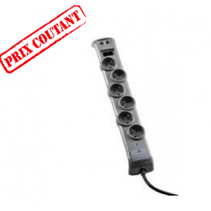 Multiprise parafoudre de 6 prises + RJ45 + TV
