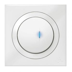  Poussoir simple avec voyant lumineux dooxie IP44 6A 250V~ livré avec plaque carrée blanche