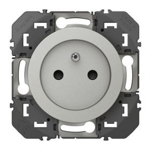 Prise de courant 2P+T à puits dooxie 16A finition aluminium - 600437 - Legrand 