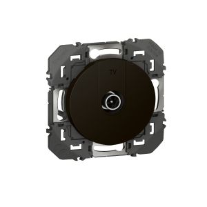 Prise TV simple étoile blindée de la gamme Dooxie enjoliveur finition noir mat. Mécanisme référence 600551 du fabricant Legrand