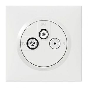 Prise TV-R-SAT 1 câble dooxie one livré avec plaque carrée blanche et griffes - 600753 - Legrand