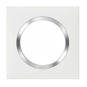 Plaque carrée dooxie 1 poste finition blanc avec bague effet chrome - 600841 - Legrand