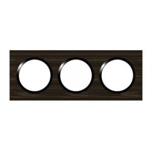  Plaque carrée dooxie 3 postes finition effet bois ébène