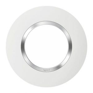 Plaque ronde dooxie 1 poste finition blanc avec bague effet chrome - 600973 - Legrand