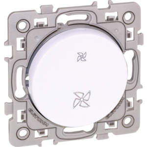 Commande VMC 2 vitesses couleur blanc référence 60218 gamme Square de chez Eur'Ohm