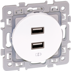Chargeur double USB A 5,5V enjoliveur blanc référence 60229 Square de la marque Eur'Ohm