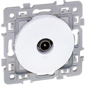 Prise TV avec enjoliveur blanc. Mécanisme référence 60264 Square de Eur'Ohm