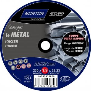 4 disques à tronçonner métal + inox diam. 230