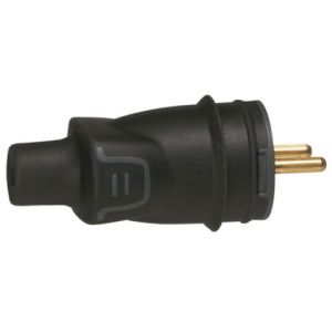 Fiche droite borne à vis 2P+T étanche IP44 IK08 - Noir 050445 Legrand