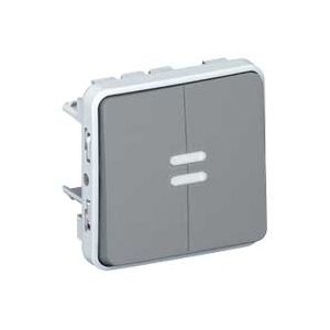 Va et vient double lumineux Plexo composable - Gris - 069526 - Legrand