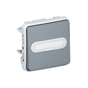 Poussoir lumineux porte-étiquette Plexo composable - Gris