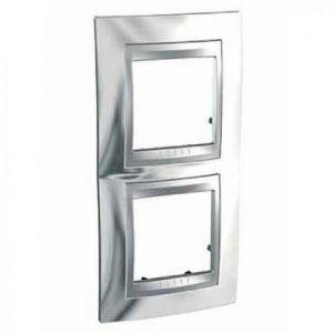 Plaque 2 postes vert. - Chrome brillant