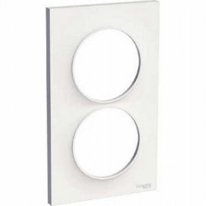 Plaque 2 postes entraxe 57mm Odace Styl - Blanche - Schneider - S520714