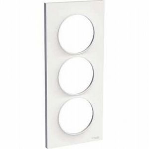 Plaque 3 postes entraxe 57mm Odace Styl - Blanche S520716 Schneider