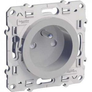 Prise 2P+T borne auto Odace - Aluminum - Schneider - S530059