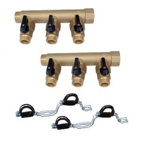 Parfait pour vos travaux en plomberie, ce kit est composé de 2 collecteurs 3/4 (20x27) avec 3 départs mâles 1/2 (15x21), vannes pré-montées et 1 lot de 2 supports nourrice 3/4 (20x27) de chez AC-FIX. Permet la distribution de l'eau chaude et froide 