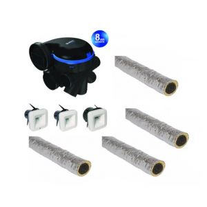 Pack VMC + 4 gaines isolées 6m (x2 d.80 mm, x1 d.125 mm, x1 d.160 mm). Kit VMC simple flux EasyHOME HYGRO Premium MW BDH référence 11033434 - ALDES.