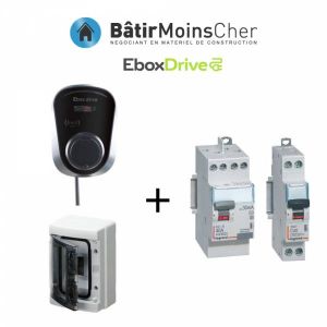 Kit de recharge pour voiture électrique Ebox drive 7,4kW EBOX7KWT2SPP Plug and Play, protections montées dans un tableau étanche. Permet de charger votre voiture électrique en Mode 3. Prise Ebox drive d'une puissance de 7,4kW.Puissance de charge automatiq