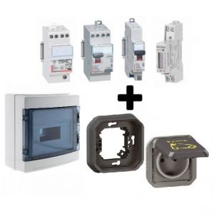 kit de recharge référence bmc-vc-pa-enc équipé avec une prise renforcée à encastrer pour charger les voitures électriques ou hybrides.