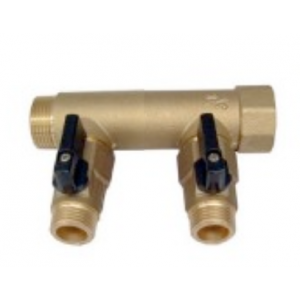 Collecteur 2 départs 3/4 (20x27) vannes 1/2 (15/21) - MH34M12X2-V - AC-FIX