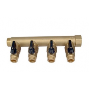 Collecteur 4 départs 3/4 (20x27) vannes 1/2 (15/21) - AC-FIX - MH34M12X4-V