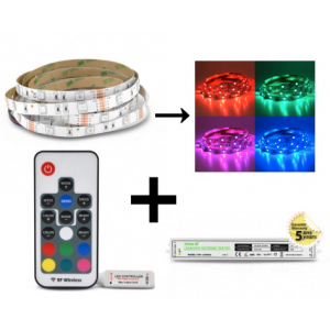 Bandeau LED 5m RGB 36W Kit complet (16 couleurs) IP20