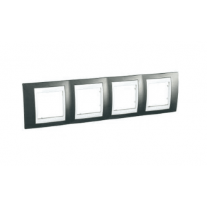 Plaque de Finition 4 Postes horizontal 71mm 8 Modules - Champagne Blanc Aluminium 