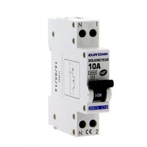 Disjoncteur Eur'Ohm 10A Ph+N courbe C 230V NF - 20010