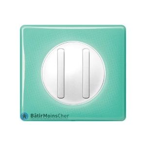 Va et vient + poussoir doigt étroit Céliane blanc - Plaque 50's turquoise
