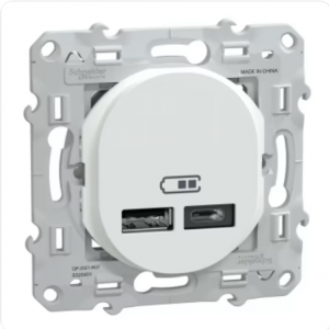 double chargeur USB A+C Schneider Ovalis blanc - S320401