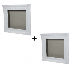 Duo de niches à carreler étanche profondeur 9 cm de la marque Marmox. Dimensions 30x30x9 cm.
