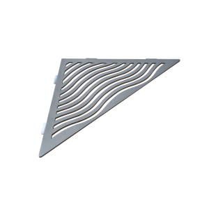 Étagère triangulaire modèle Aqua en acier inox (2 mm d'épaisseur) avec un aspect brossé (I-AQUA-TRI) de la marque Marmox.