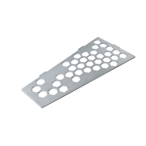 Étagère rectangulaire modèle Hexagone en acier inox de 2 mm avec une finition brossée (I-HEXA-REC-L) de la marque Marmox.