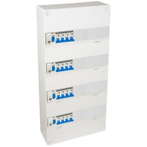 Tableau électrique équipé et précâblé référence GTL52C de la marque Solera. Coffret conçu pour 52 modules sur4 rangées. Eléments de protection avec les bornes à vis.