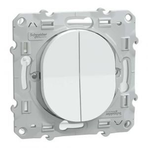 Va et vient + poussoir Schneider Ovalis blanc - S320285