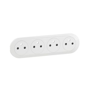 Enjoliveur prise de courant précâblée 4x2P+T compacte Surface Céliane Blanc - CB0114